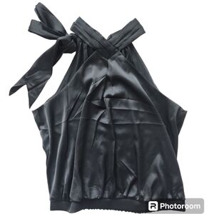 Express High Neck Tie Neck Top - Large